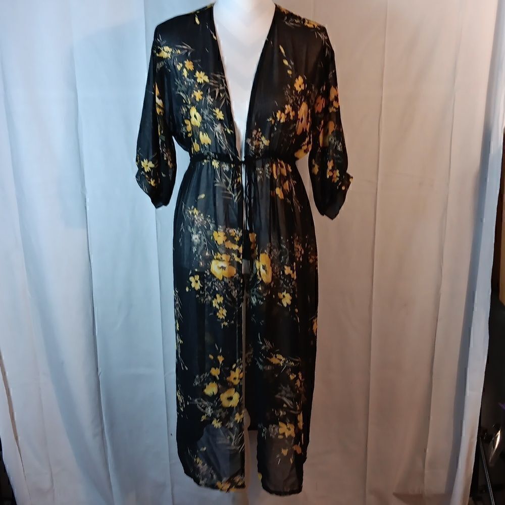 Woven Heart Sheer Floral Duster